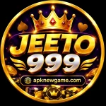 JEETO 999 game profile picture featuring a gold crown, metallic JEETO 999 logo, casino chips, coins, and purple background.