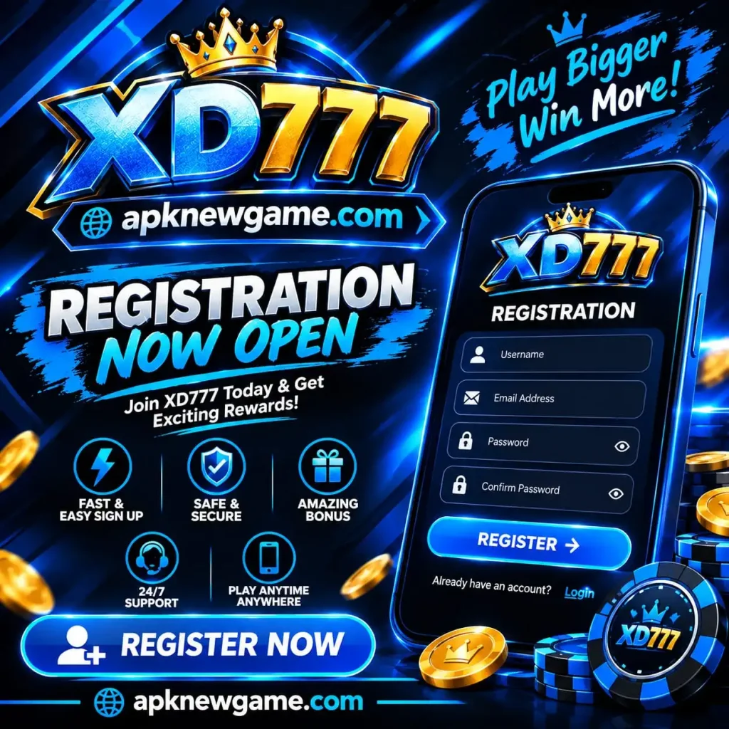 XD777 Game registration page for creating a new gaming account