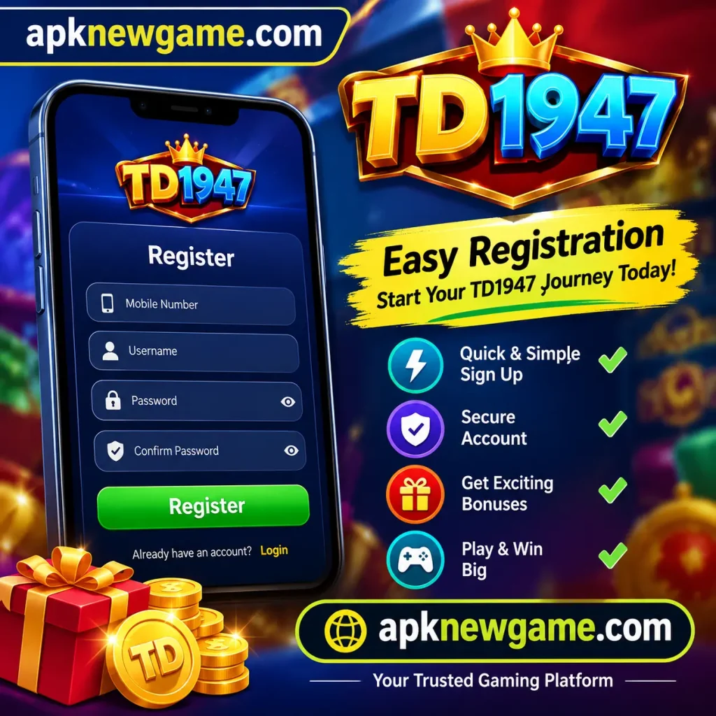 TD1947 Game registration page for new players