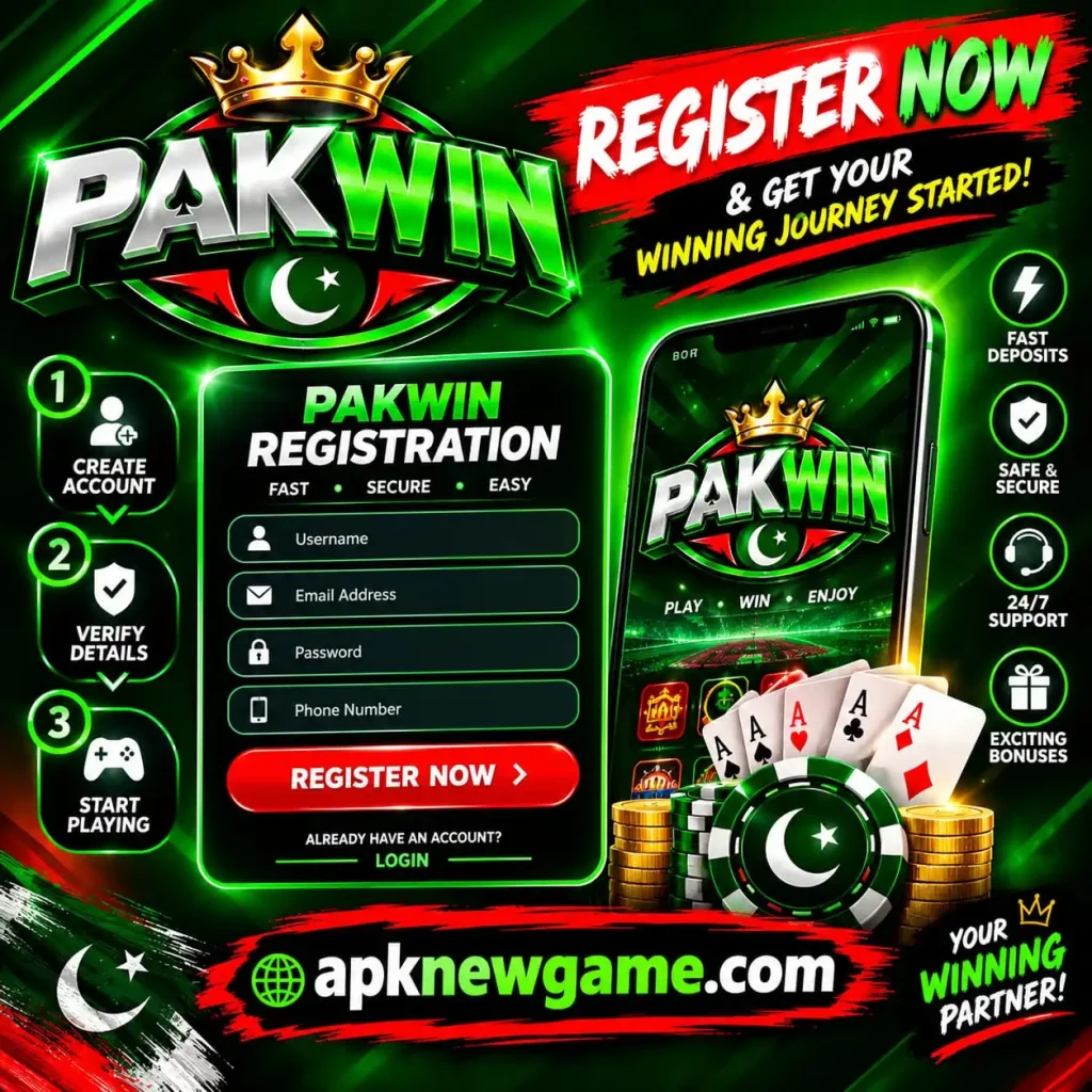 PAKWIN Game registration process and sign up screen